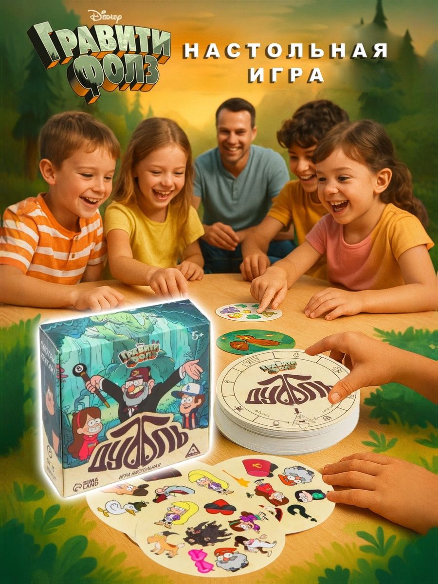 Дубль игра настольная "Гравити Фолз" Disney, 55 карт, развивающие игры для детей 5+
