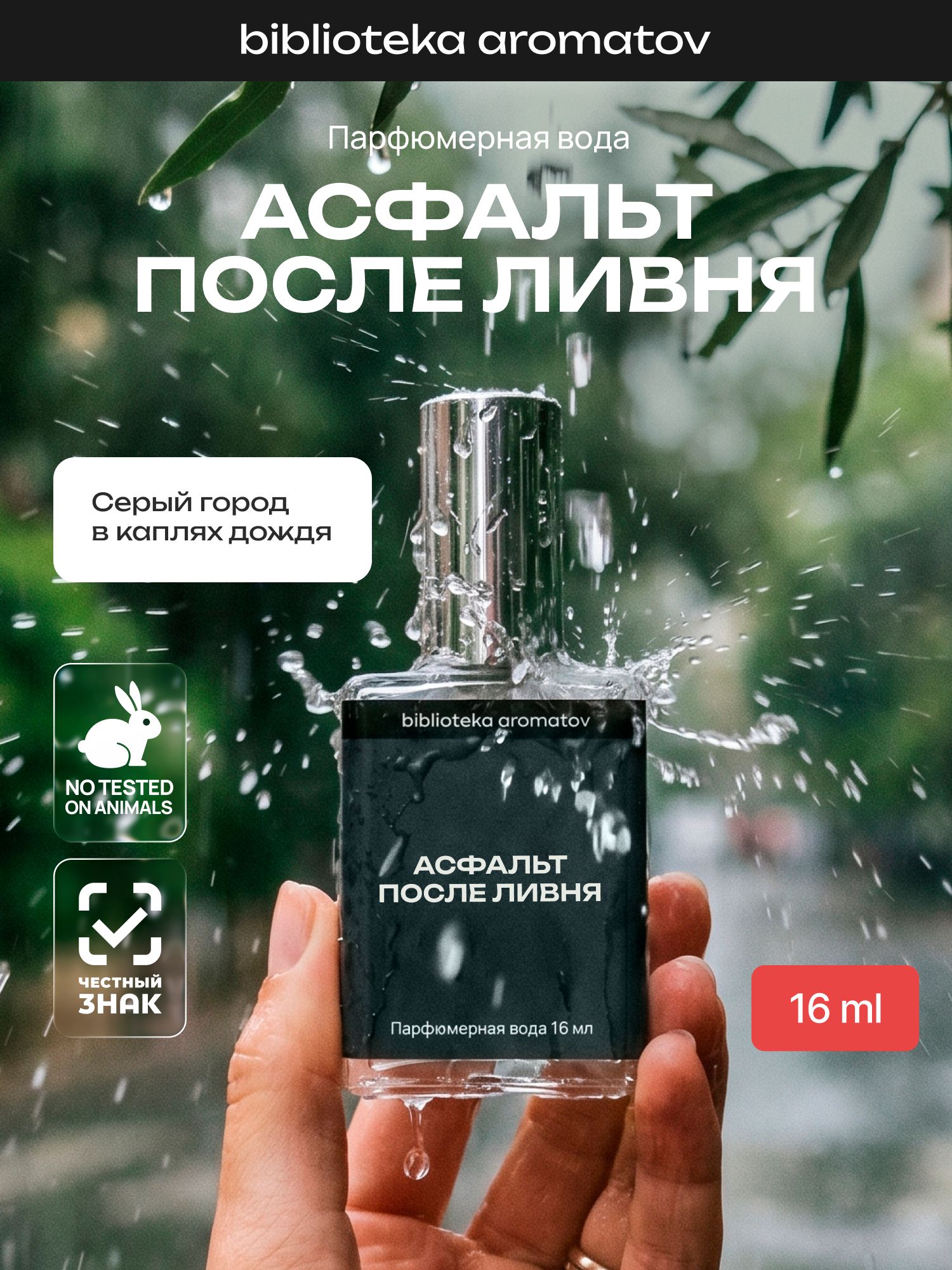 Парфюмерная вода женская и мужская "Асфальт после ливня" 16 мл, Библиотека ароматов