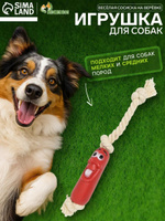 Игрушка для собак 14 см "Сосиска на верёвке", игрушка для игр и перетягивания