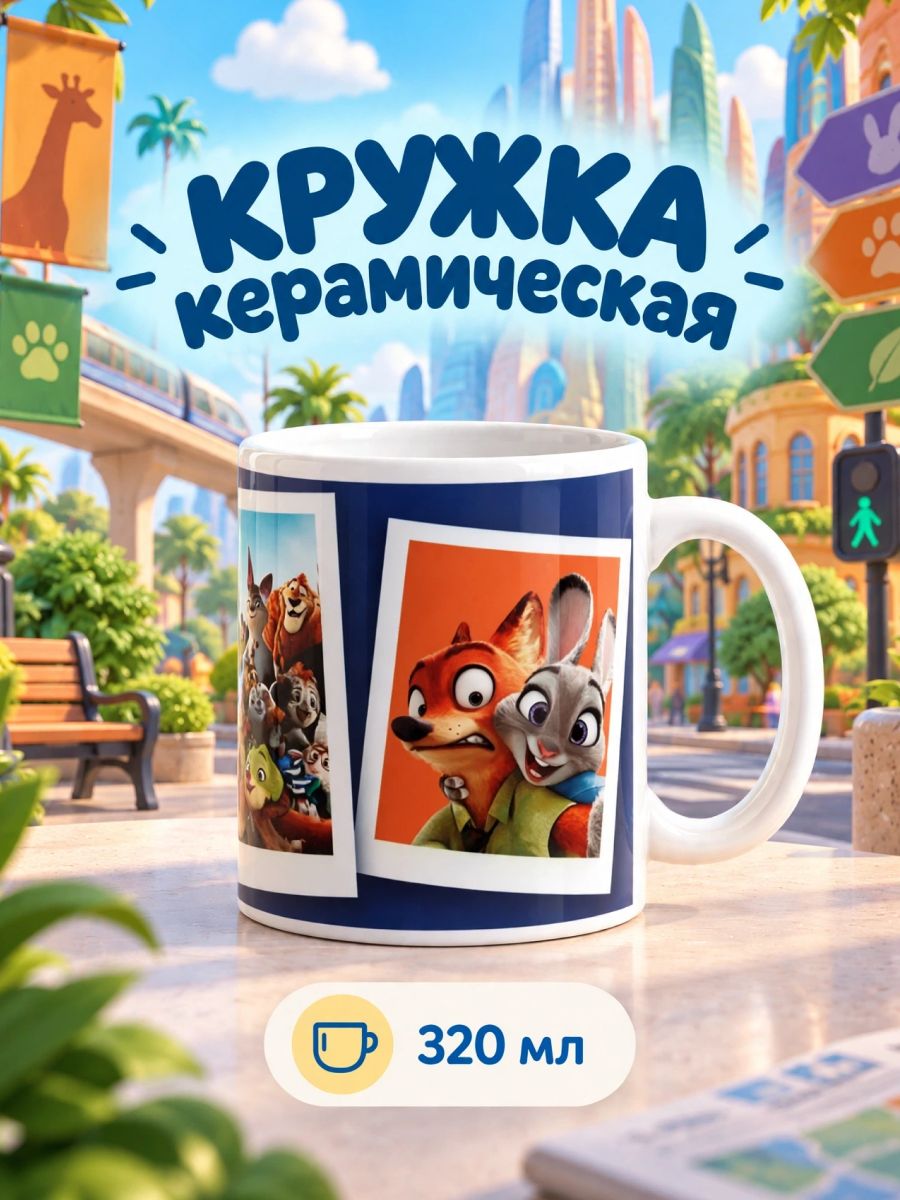 Кружка керамическая / кружка детская, объем 320 мл, Disney, Зверополис
