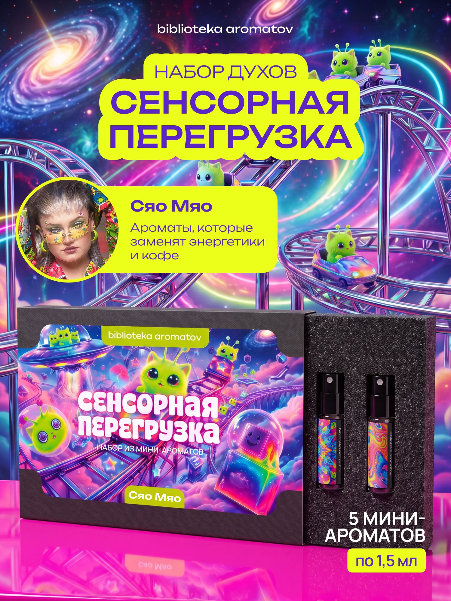 Набор духов женские пробники СЕНСОРНАЯ ПЕРЕГРУЗКА от блогера Сяо Мяо (бокс 5 ароматов)