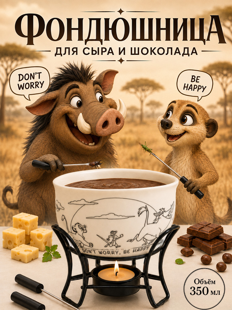 Набор для фондю, Дисней, фондюшница для сыра и шоколада, 350 мл
