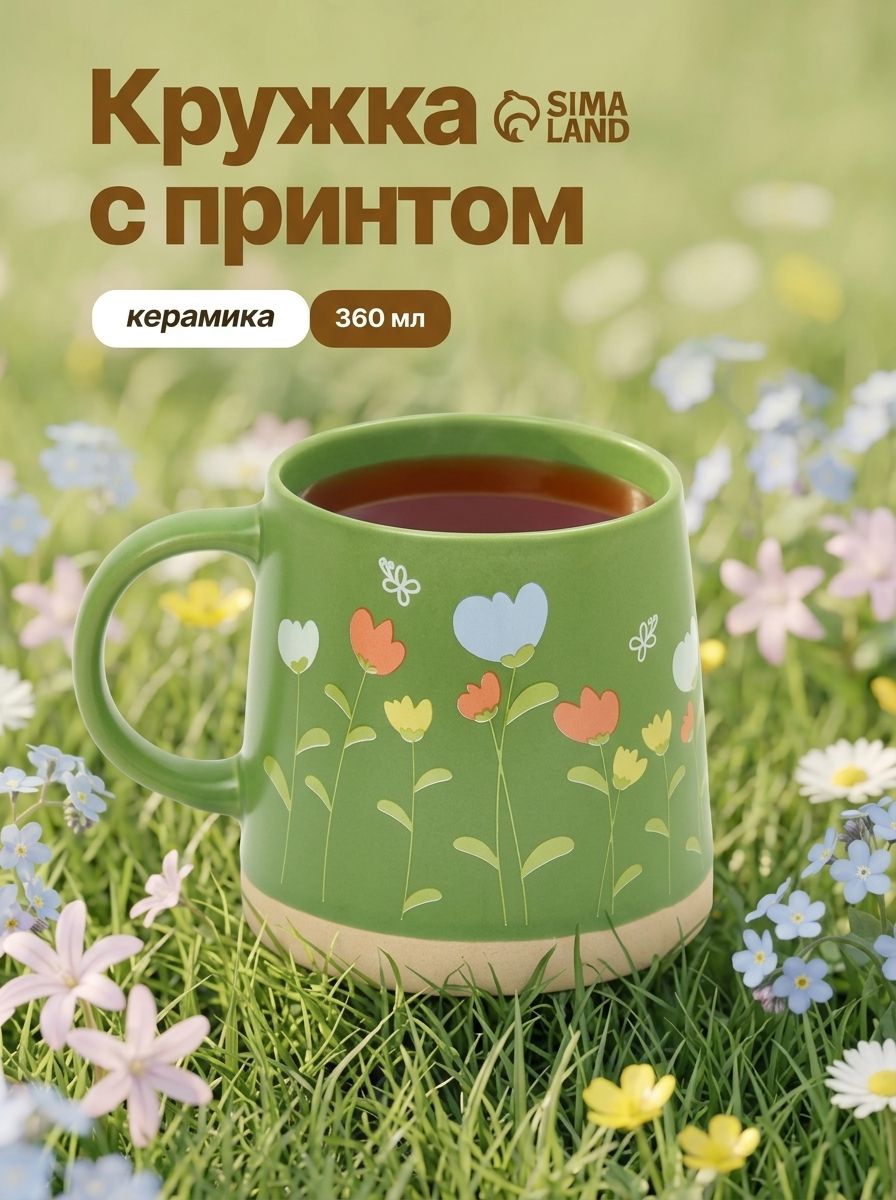 Кружка для чая и кофе керамическая, 360 мл