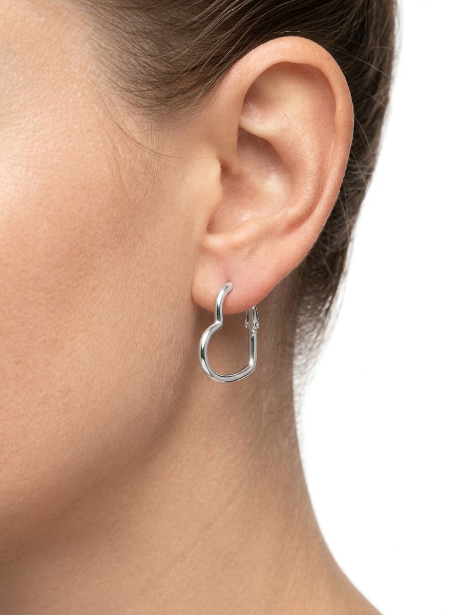 Серьги конго серебряные 925, серьги сердечки