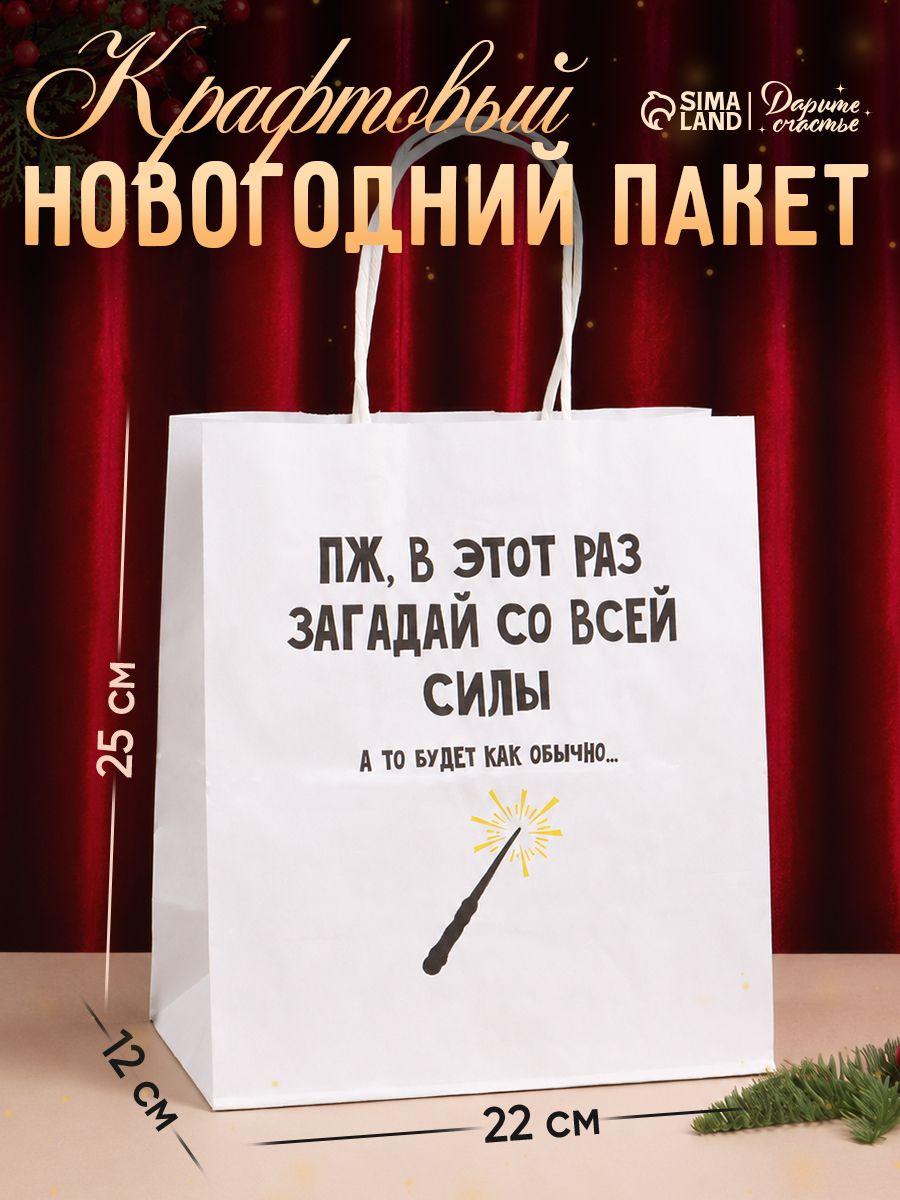 Пакет подарочный новогодний, 22 х 22 х 11 см
