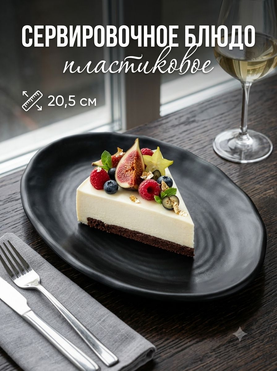 Блюдо сервировочное, пластик, размер 20,5х14 см, "Чёрный Восток"