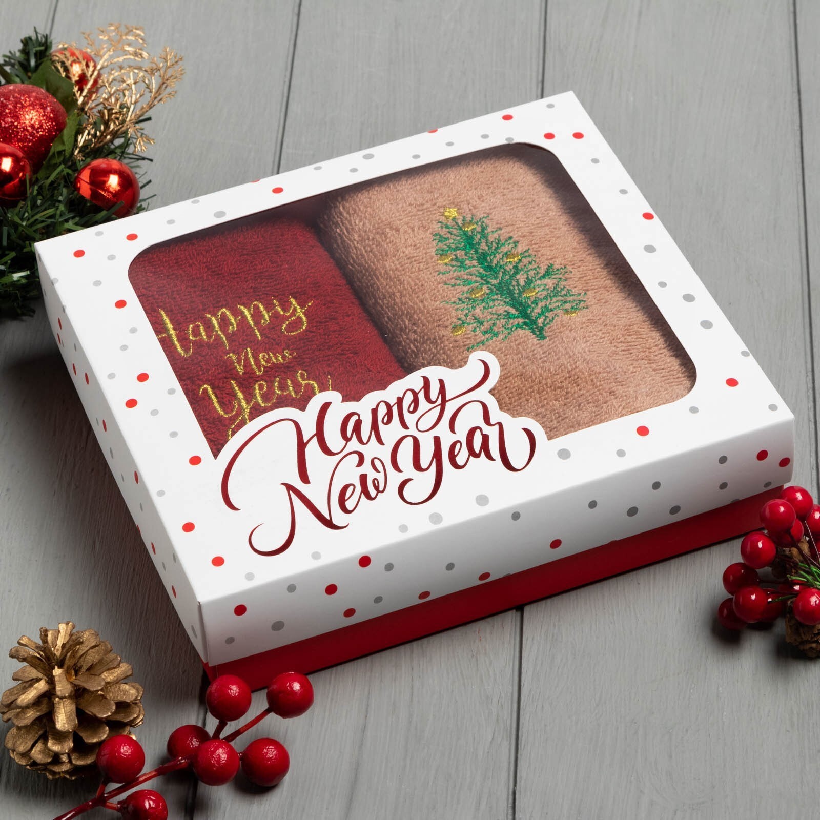 Набор полотенец для ванной 30х60 см, Happy new year, Новогодние, 2 шт
