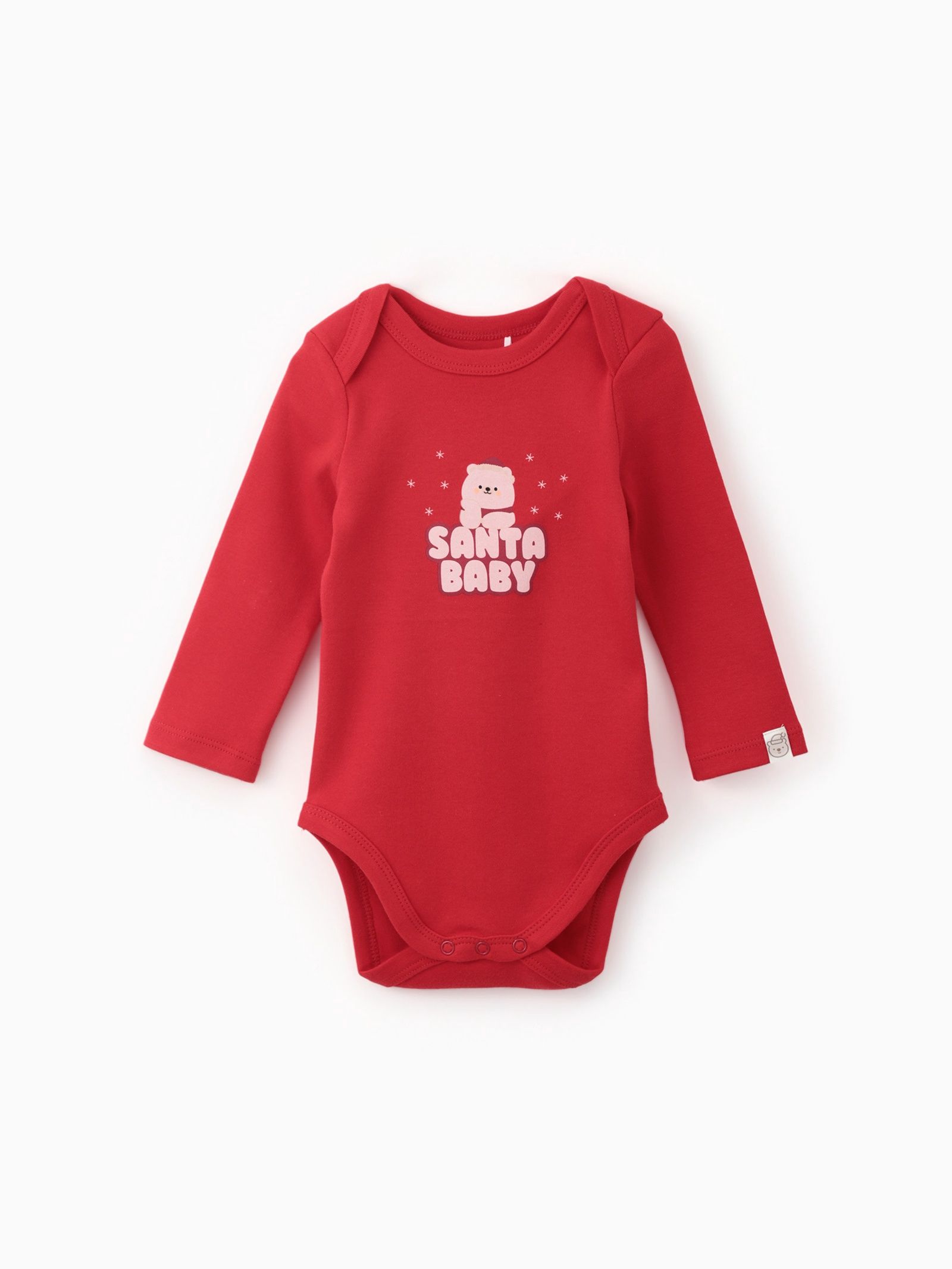 Боди детское с длинным рукавом Крошка Я Santa baby, красное, рост 86-92 см