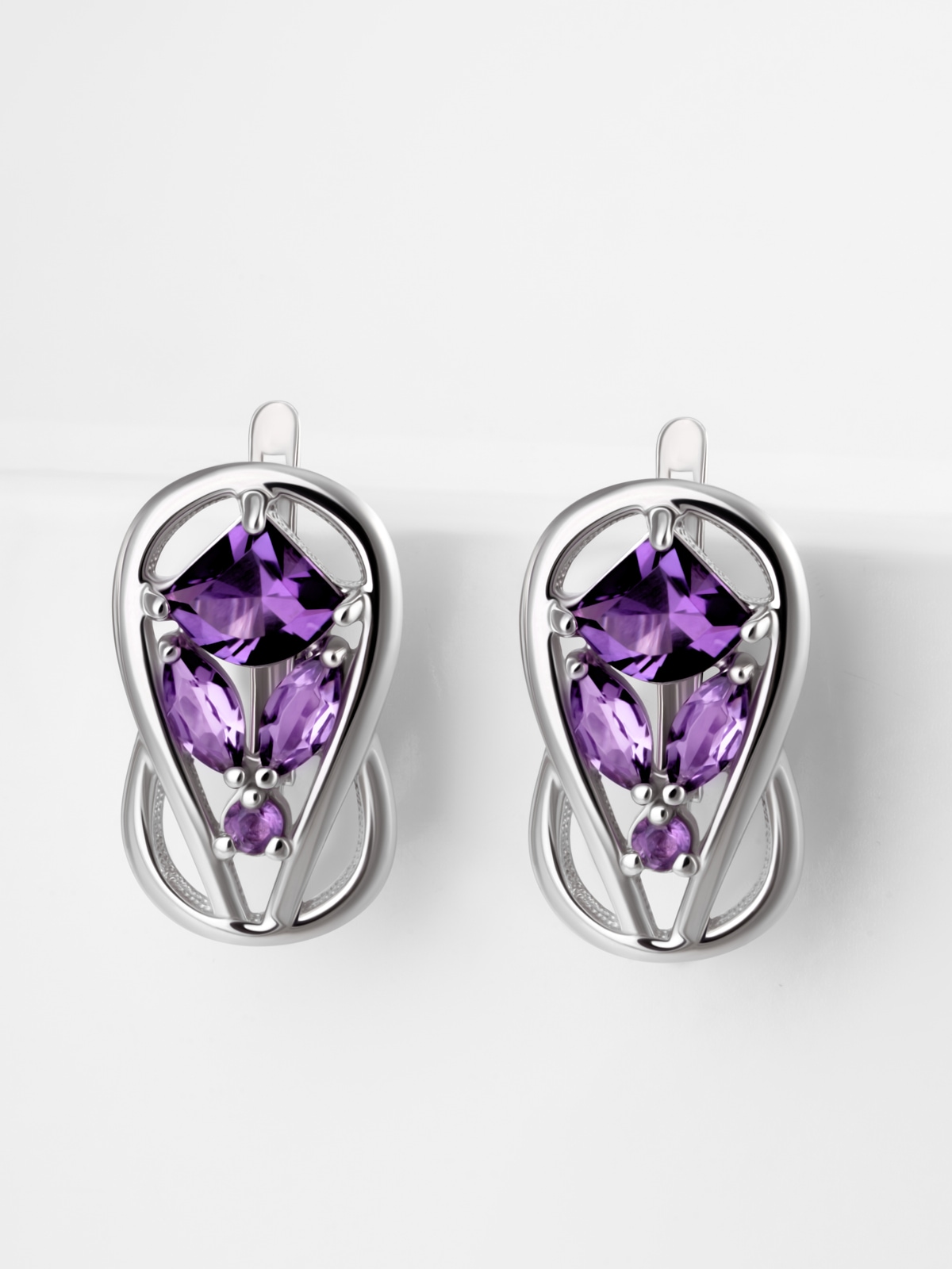 Серьги серебро 925 с аметистами
