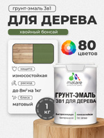 Акриловая Грунт-Эмаль 3 в 1 Malare для деревянных поверхностей с антисептическим эффектом, быстросохнущая, моющаяся без запаха матовая, хвойный бонсай, 1 кг