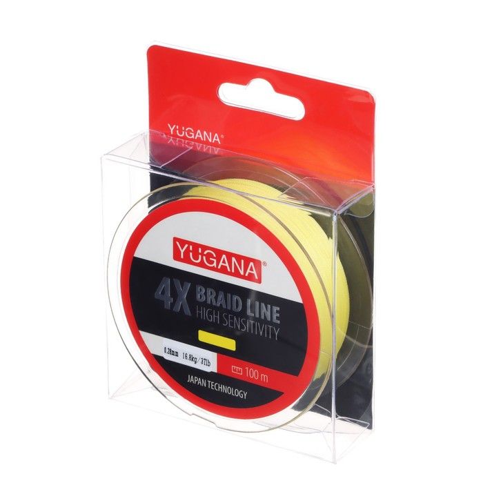 Леска плетеная X4 PE Yellow, 0.28 mm, 100 m