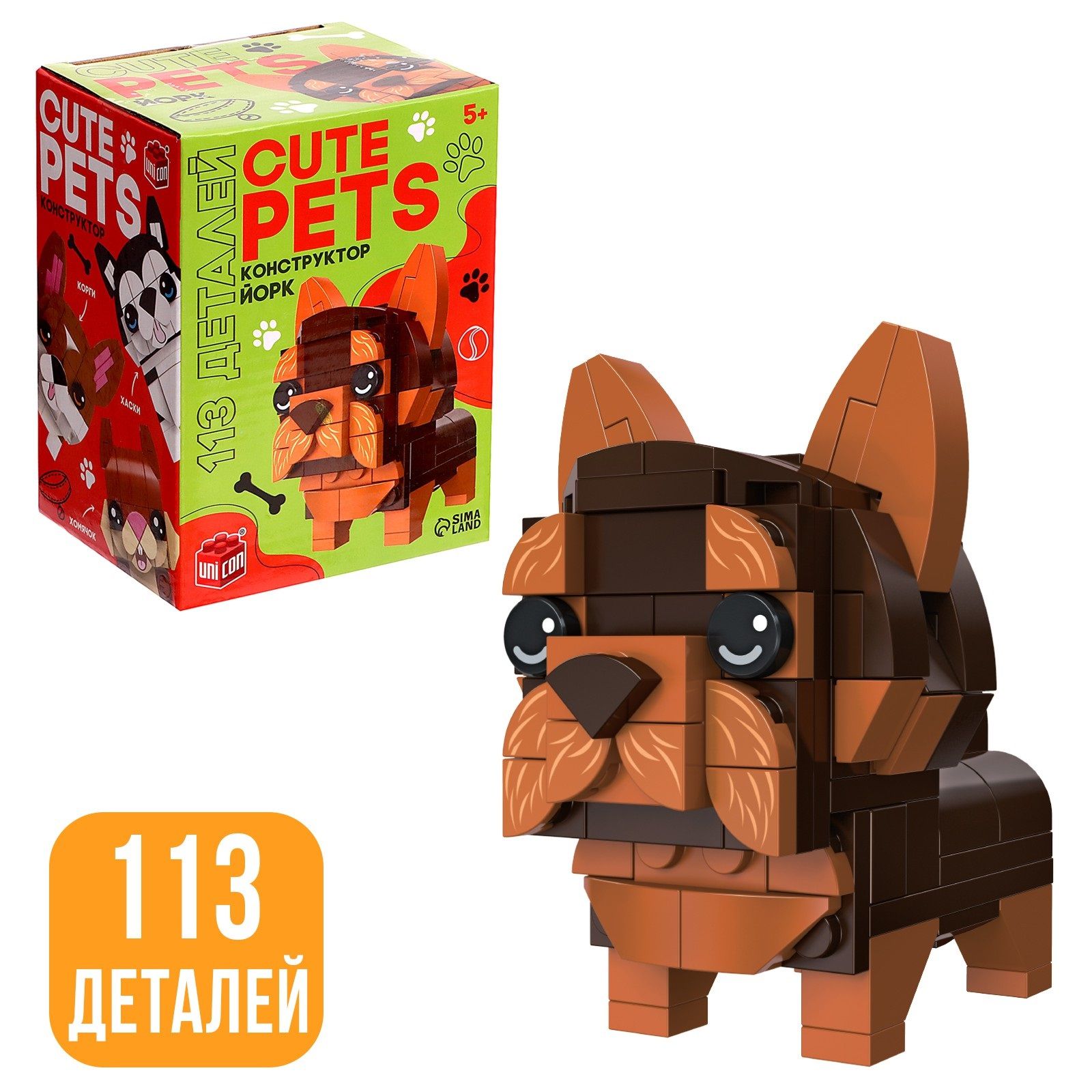 Конструктор UNICON "Cute pets", Йорк, 113 деталей, для детей