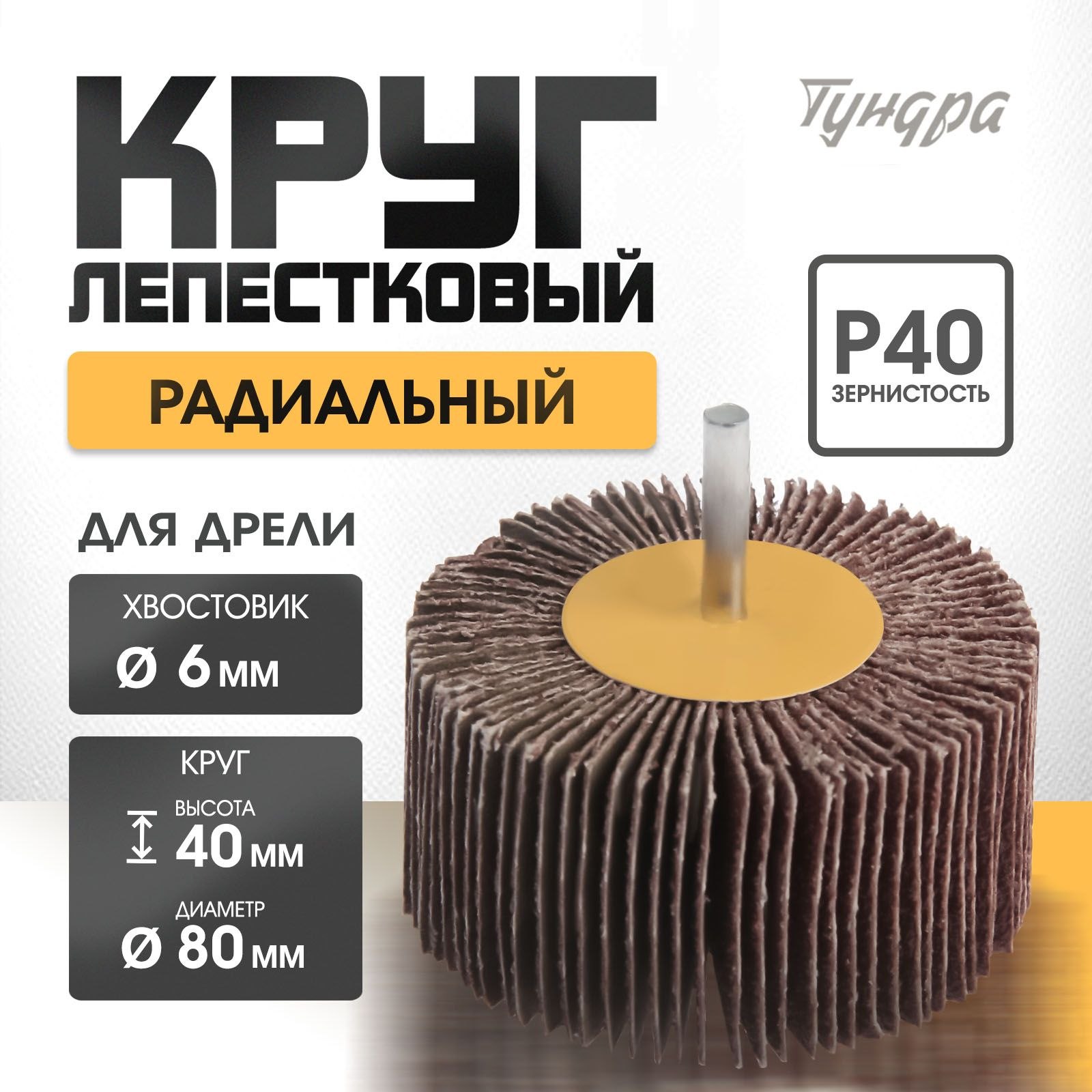 Круг лепестковый радиальный Тундра, 80 х 40 х 6 мм, Р40, На фото — предложение продавца