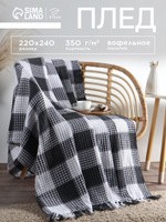 Плед с бахромой 220x240 см, Серый, На фото — предложение продавца