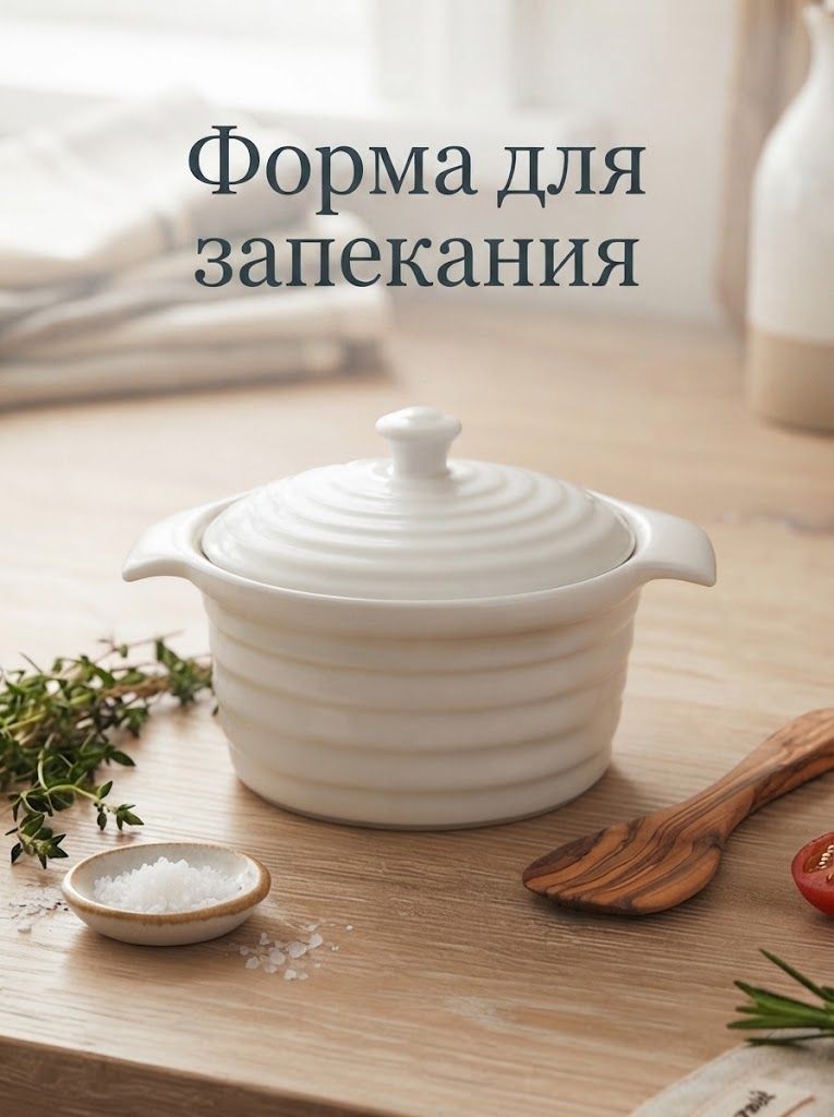 Форма для запекания "Санторини", объем 340 мл, размер 16х13,5х6 см, жаропрочная керамика, цвет белый, На фото — предложение продавца