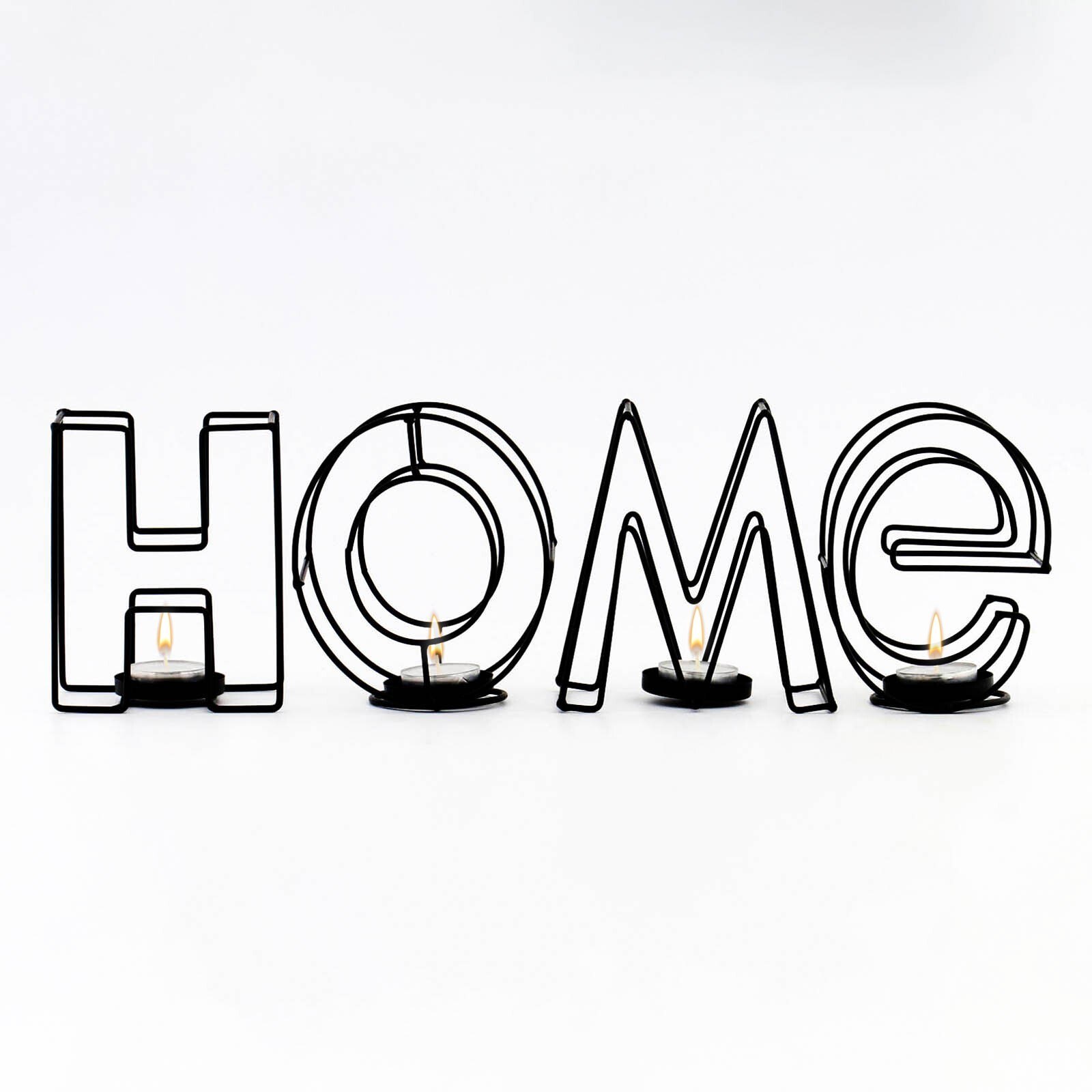 Подсвечник металлический настольный "Home", 13.5 * 42 см, черный , На фото — предложение продавца