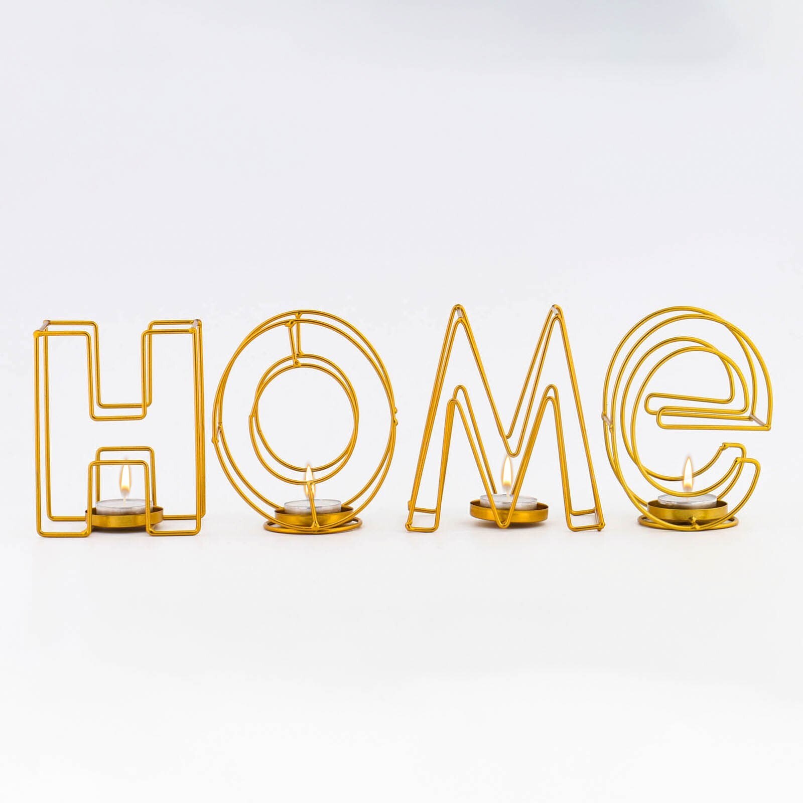 Подсвечник металлический настольный "Home", 13.5 x 42 см, золото, На фото — предложение продавца