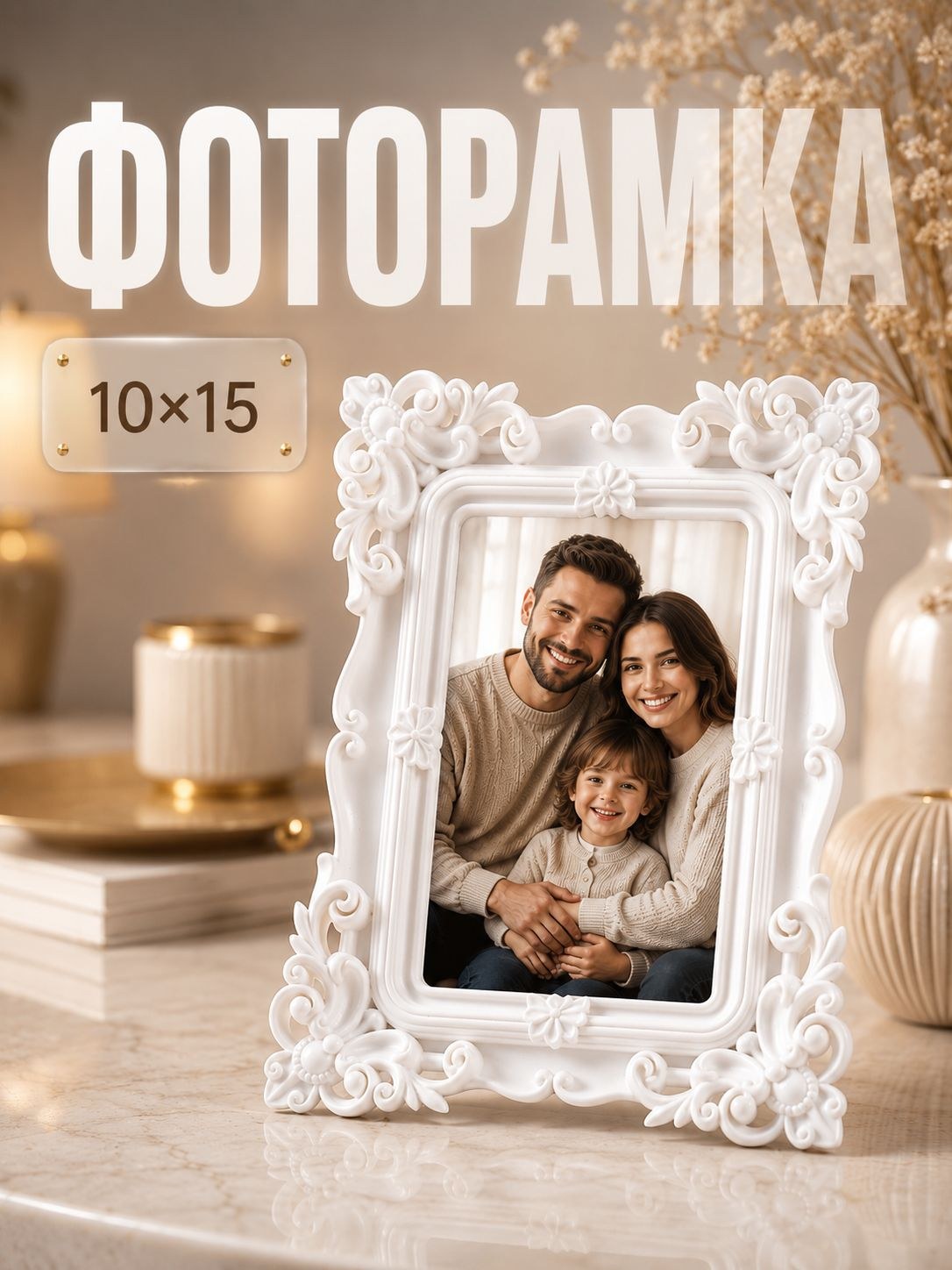 Фоторамка 10*15 см "Эклектика" белая, рамка для фото 10х15, картин, постера, творчества, На фото — предложение продавца