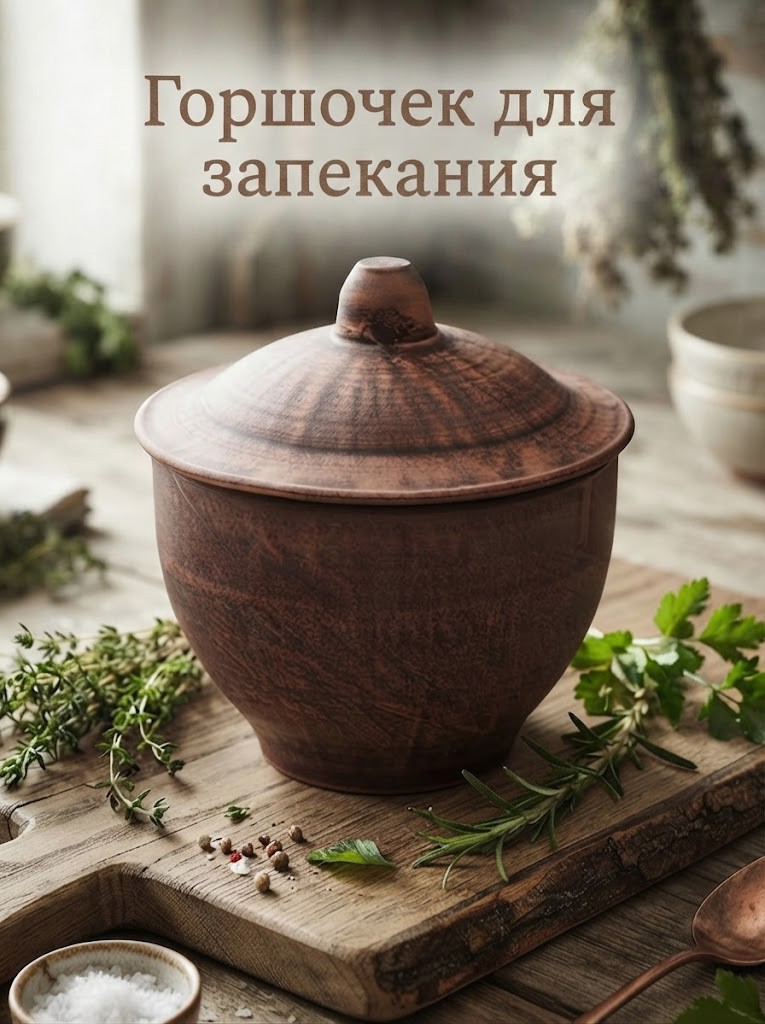 Горшочек для запекания Классика , 600 мл, красная глина, На фото — предложение продавца