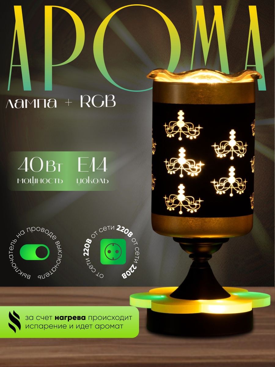 Лампа настольная аромалампа с подсветкой Фигура E14 40Вт RGB, На фото — предложение продавца