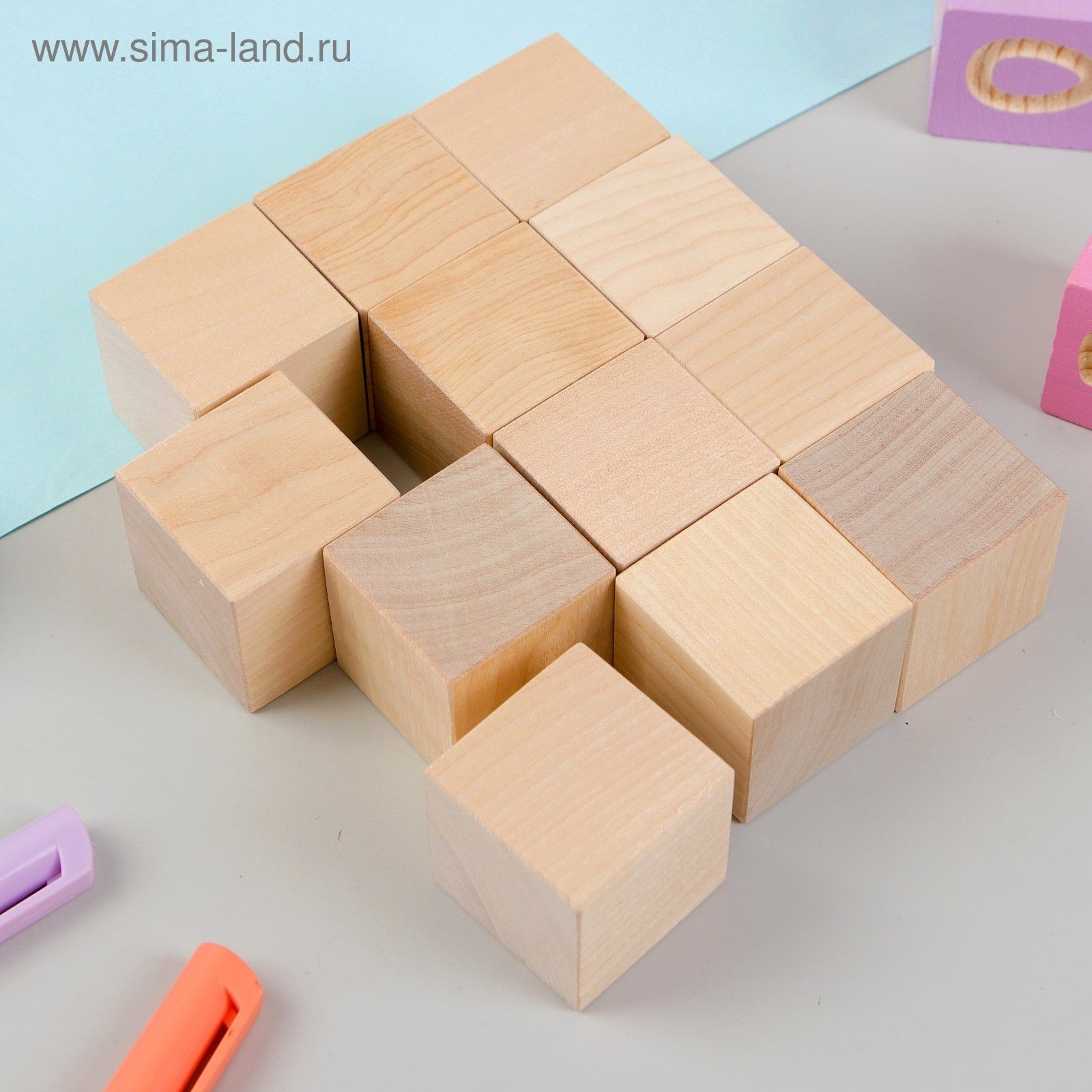 Кубики Неокрашенные, 12 шт., размер кубика: 3,8 3,8 см