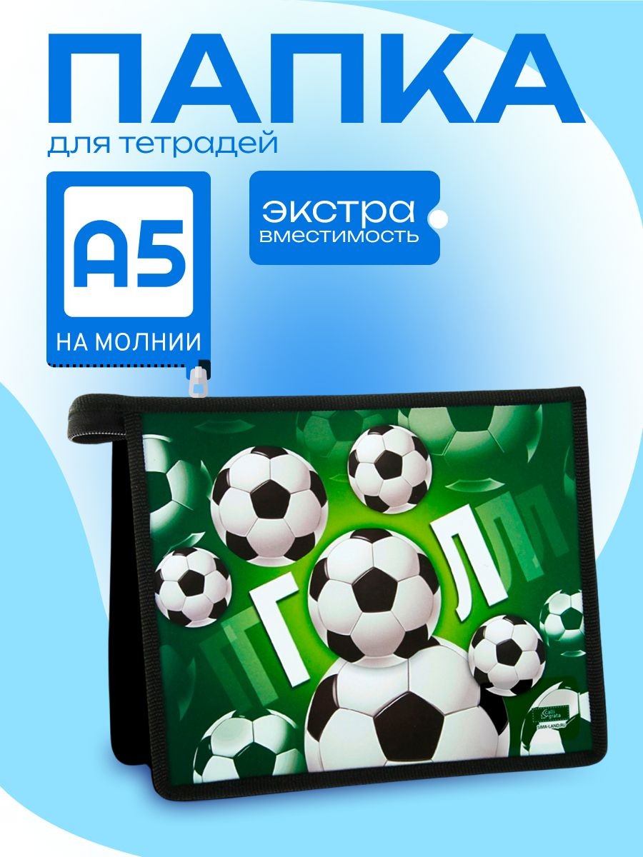 Папка для тетрадей А5, 190 х 230 х 50 мм, молния сверху, пластиковая, Calligrata "ГОЛ", На фото — предложение продавца