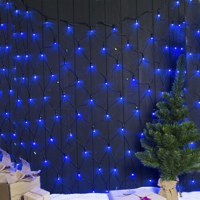 Светодиодная гирлянда-сеть 21.5 м, 192 LED (синее свечение), IP44, тёмный провод