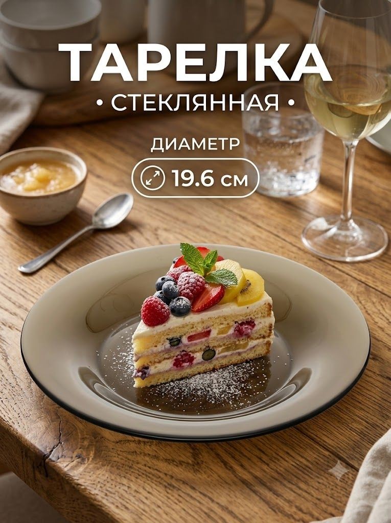 Тарелка десертная, диаметр 19,6 см, стеклянная, На фото — предложение продавца