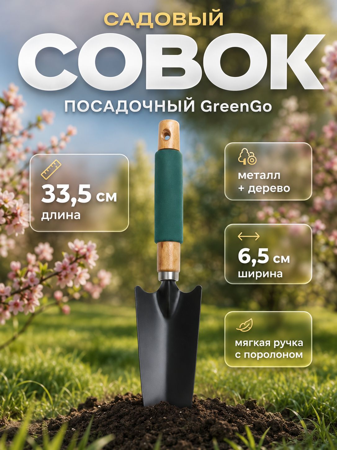Greengo Comfort Green — узкий совок 33,5 см, На фото — предложение продавца