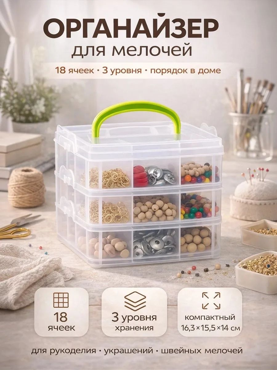 Органайзер для мелочей, 18 ячеек в 3 ярусах, На фото — предложение продавца