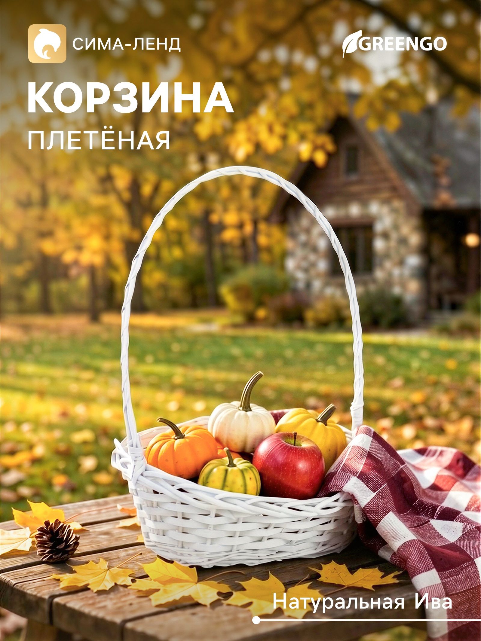 Greengo — овальная плетёная корзина 39 × 29 × 49 см, На фото — предложение продавца